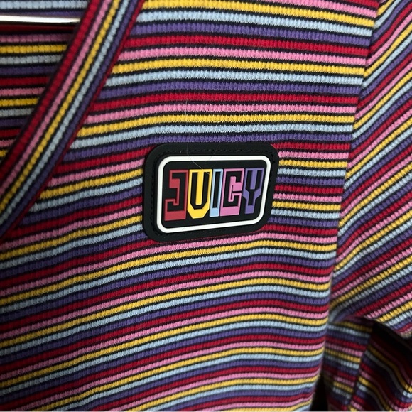 Juicy Couture Womens Midi Dress Multicolored Stripe Rib Knit Side Slit Small - Picture 3 of 9